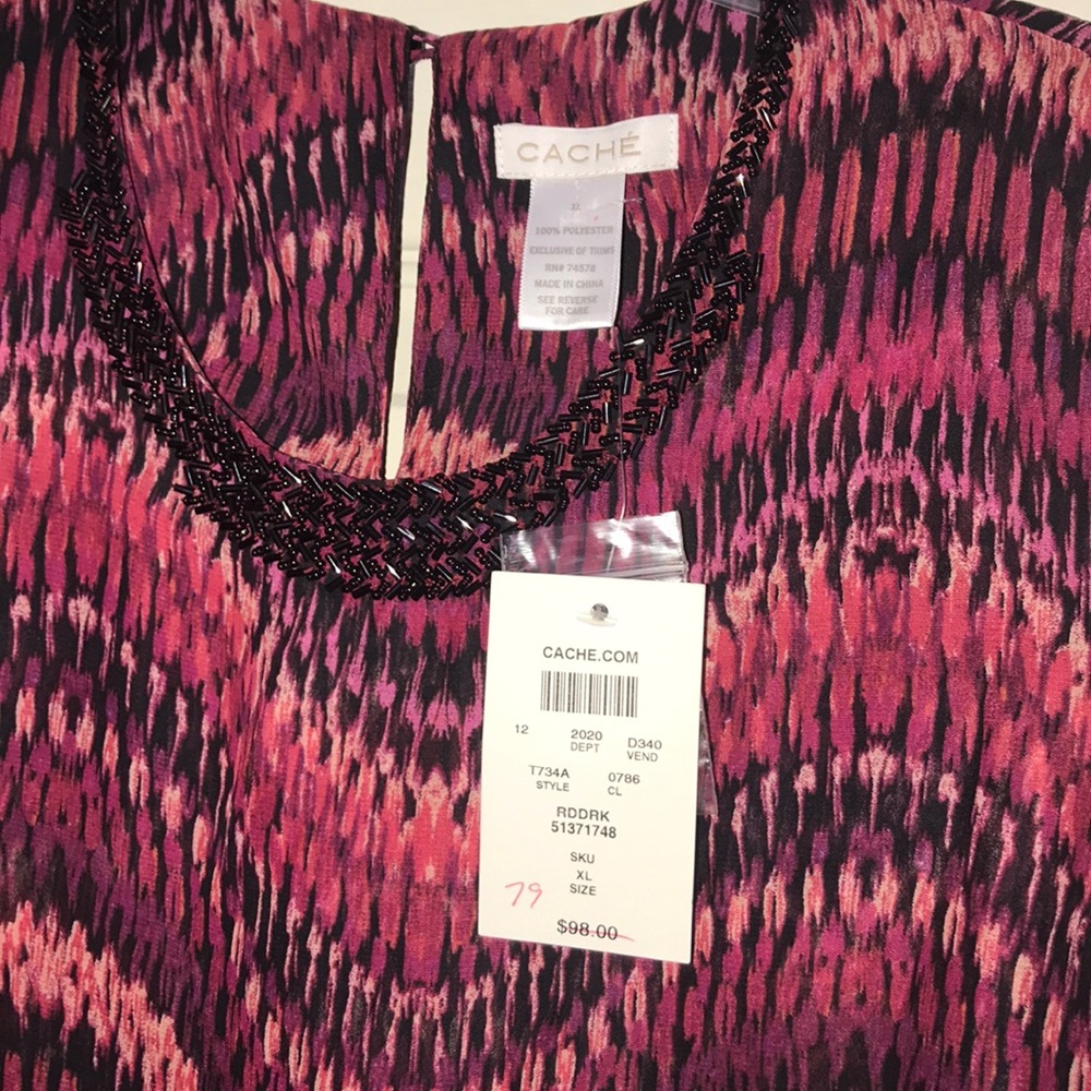 NWT Cache Beaded Neckline Hi-Lo Hem Sz XL - Picture 12 of 13
